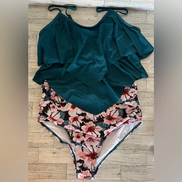 Women’s Tankini 2 piece Swimsuit (High waisted) Size Large NWOT - Picture 1 of 15